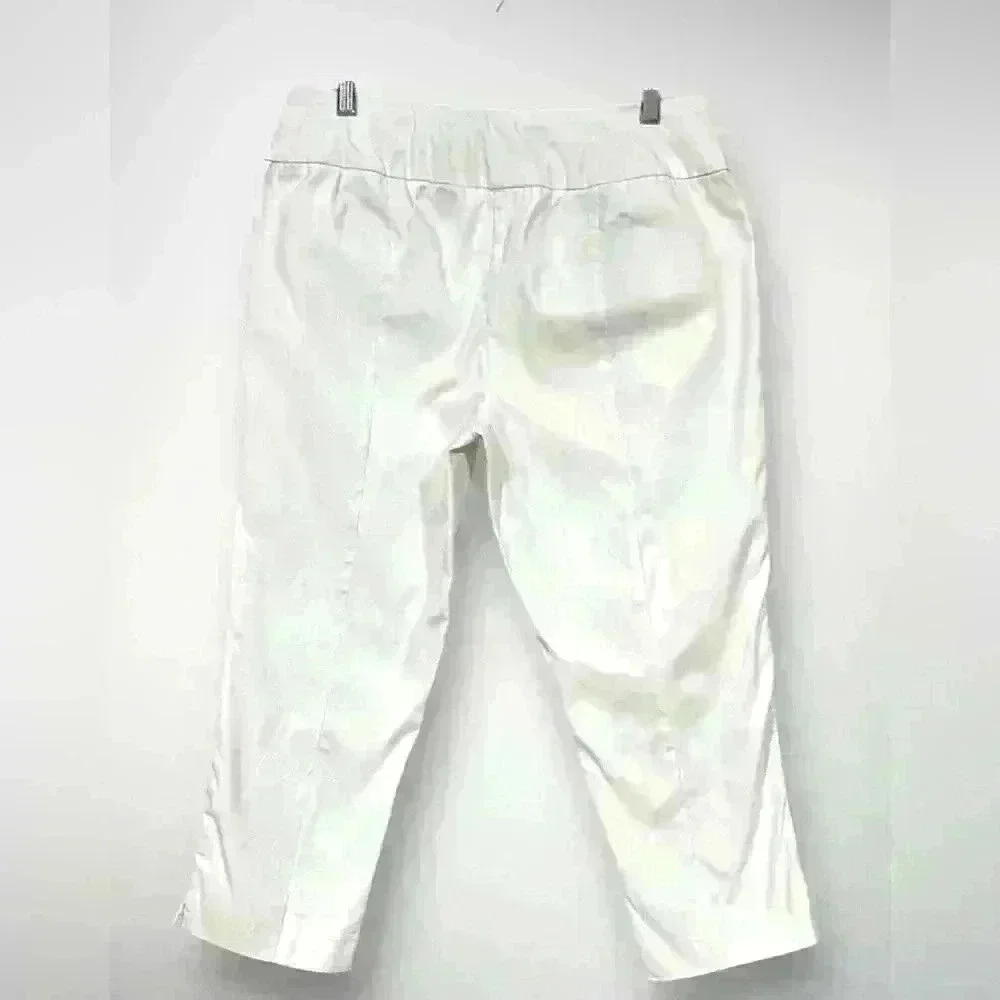 Women's White Mid Rise Pull-on Cropped Capri Pants Size 12 C Est. 1946 - Picture 7 of 8